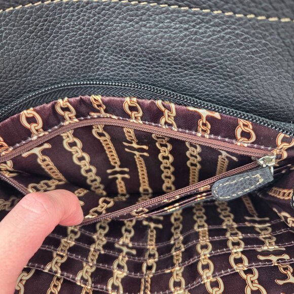 Tignanello Black Pebbled Leather Crossbody Bag With Multiple Pockets - Picture 10 of 16